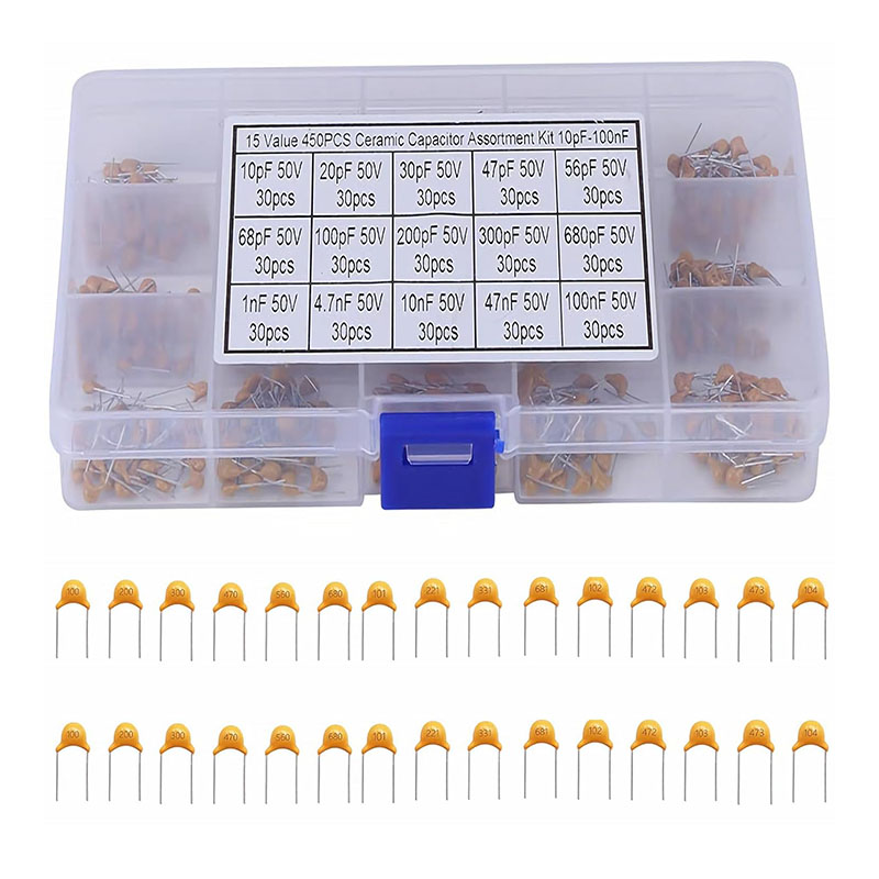 Capacitor Kit Assortment - 450 Pieces 15Value 10pf-100nf Monolithic Multilayer