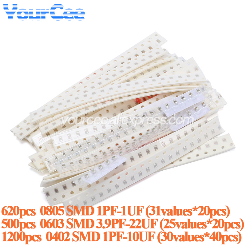Capacitor Kit Assortment - 500pcs-1200pcs 0805 0603 0402 SMD Capacitor