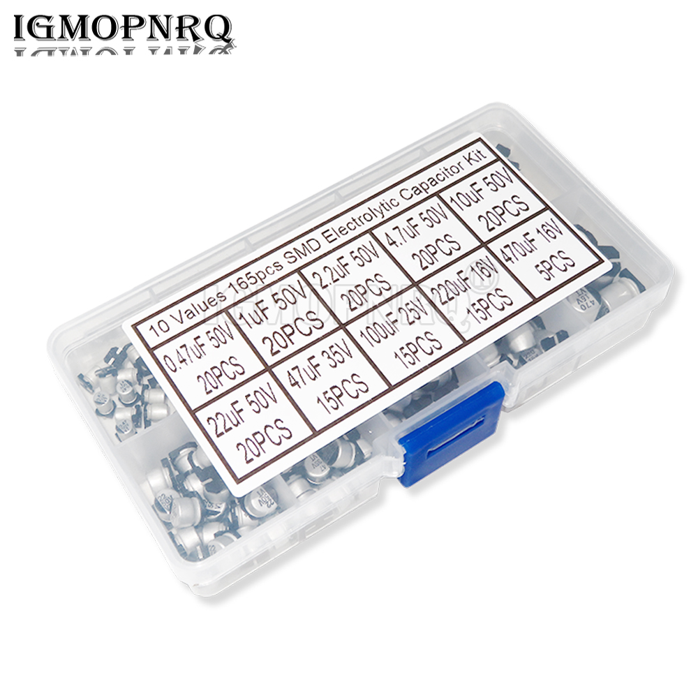 Capacitor Kit Assortment - 165PCS 10Values SMD Aluminum Electrolytic Capacitor