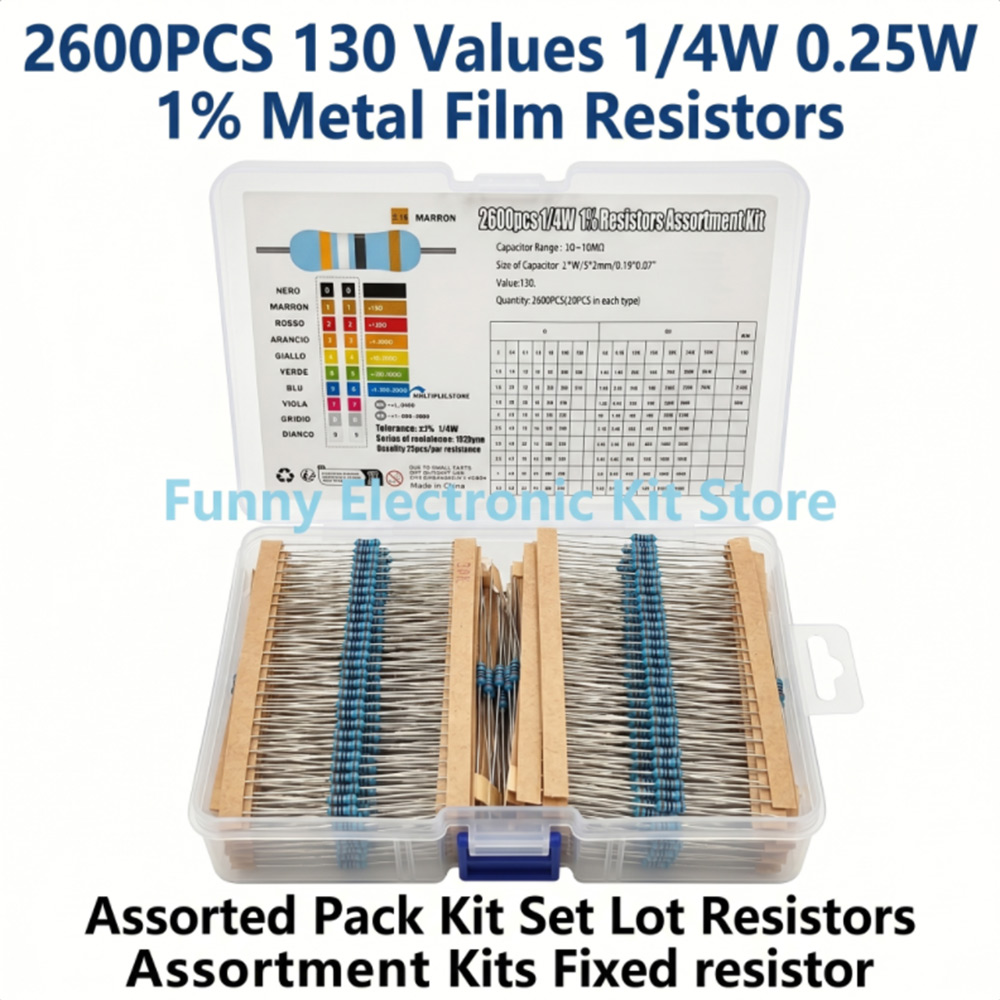 Diy Electronics For Beginners - 2600pcs Metal Film Resistors Assorted Pack