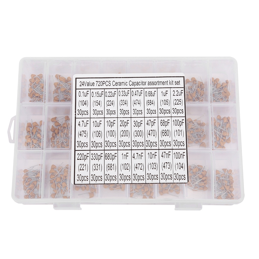 Capacitor Kit Assortment - 720Pcs 24 Types Ceramic Capacitors Assortment