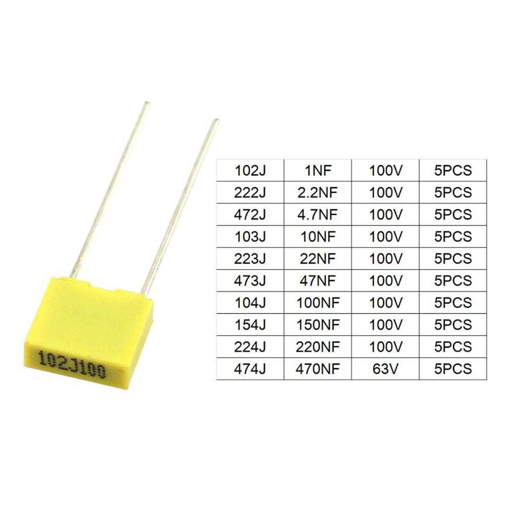 50pcs/lot 10 Value Polypropyle - Capacitor Kit Assortment 评论和价格
