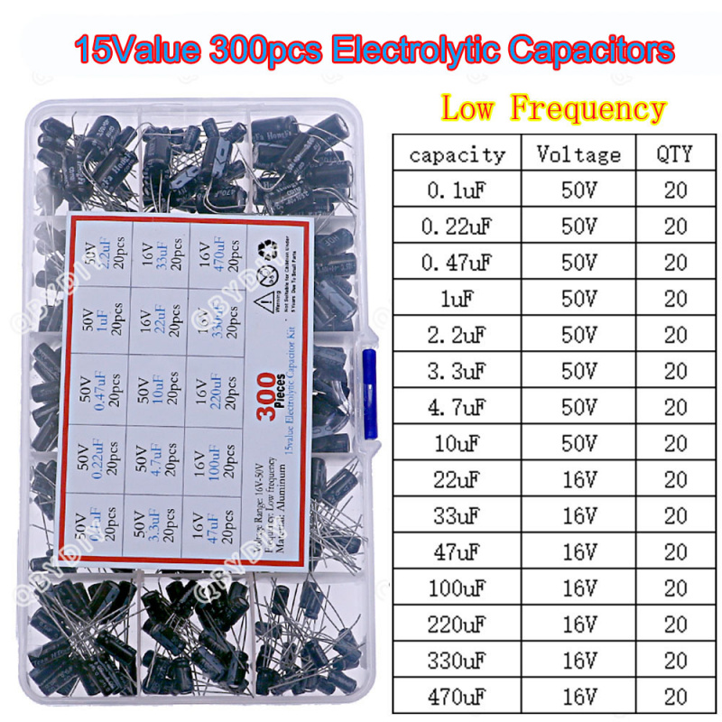 300pcs 15 types 16V 50V 0.1uf- - Capacitor Kit Assortment 评论和价格