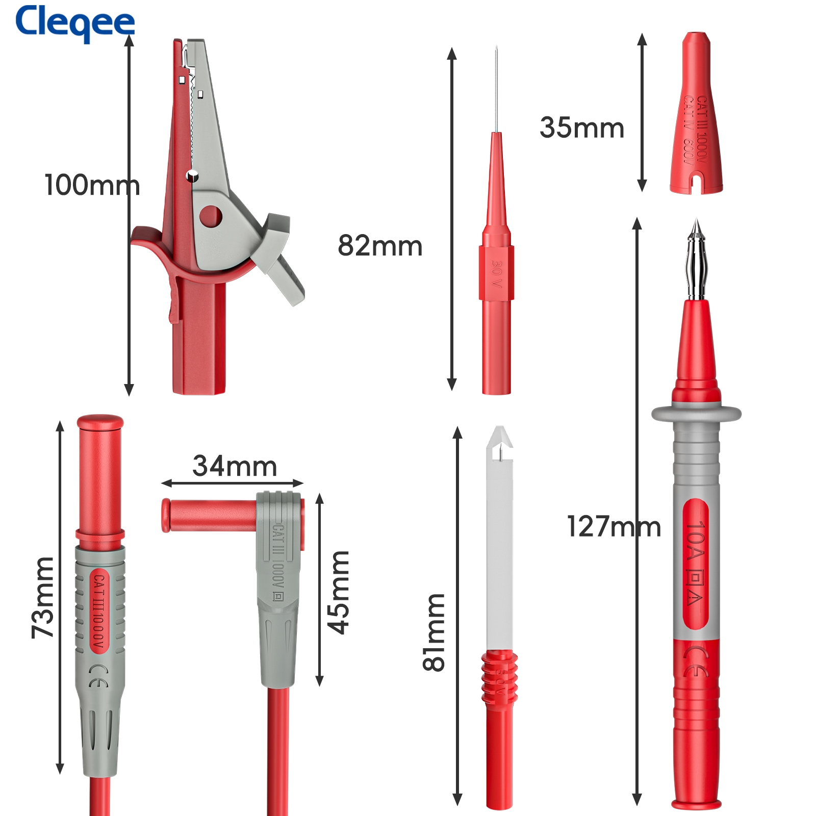 Cleqee CKT004 multimeter test  - Crocodile Clip Set 评论和价格