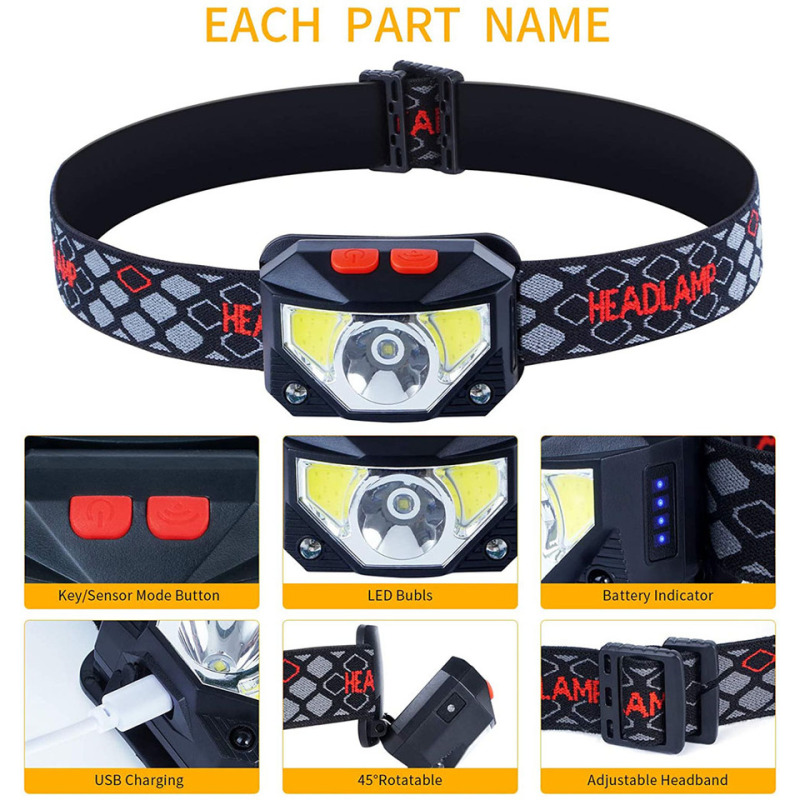 8 Modes LED Headlight Handfres - Ldr Light Sensor 评论和价格